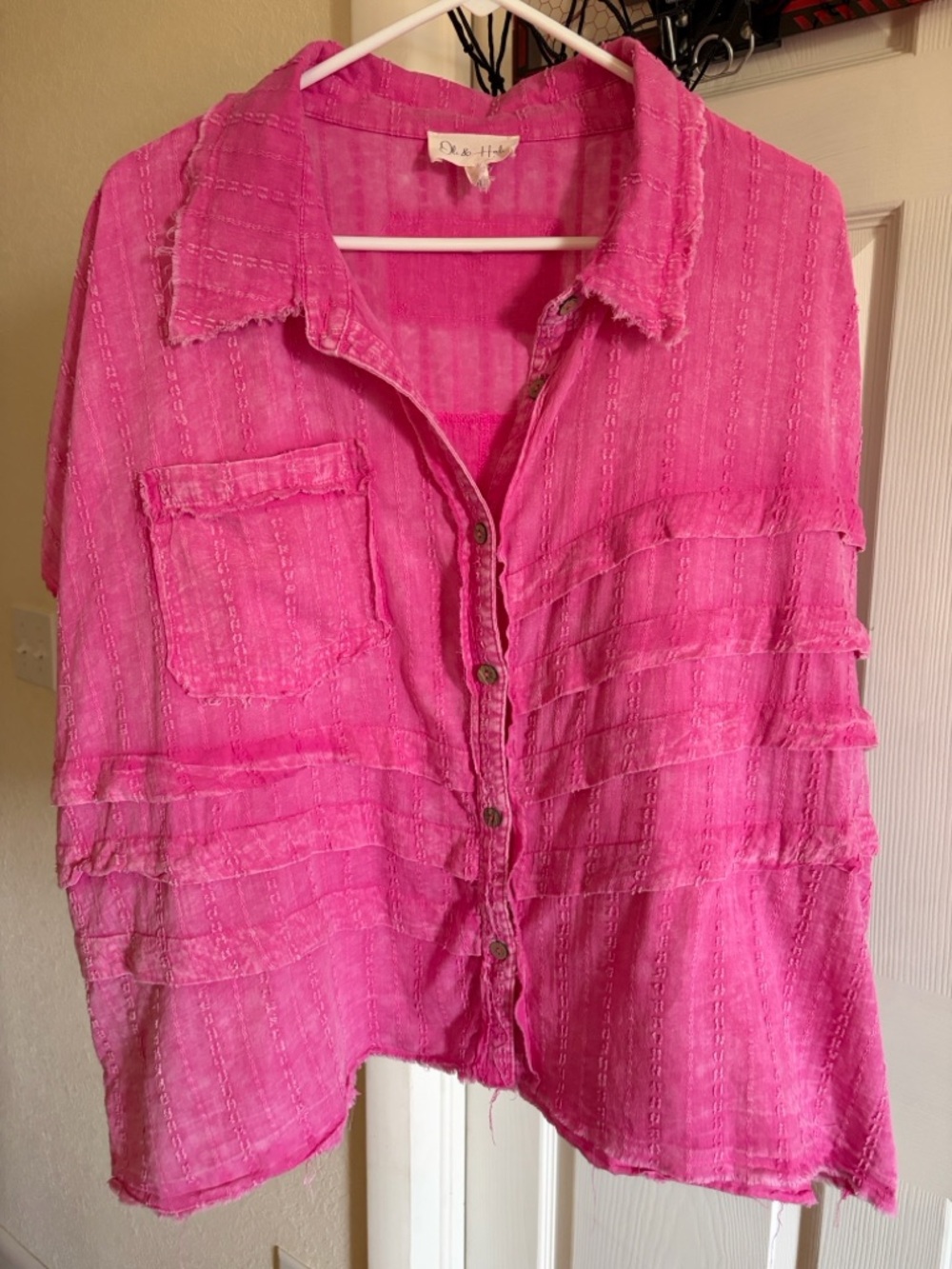Oli & Hali Hot Pink Ruffled Button-Down Shirt